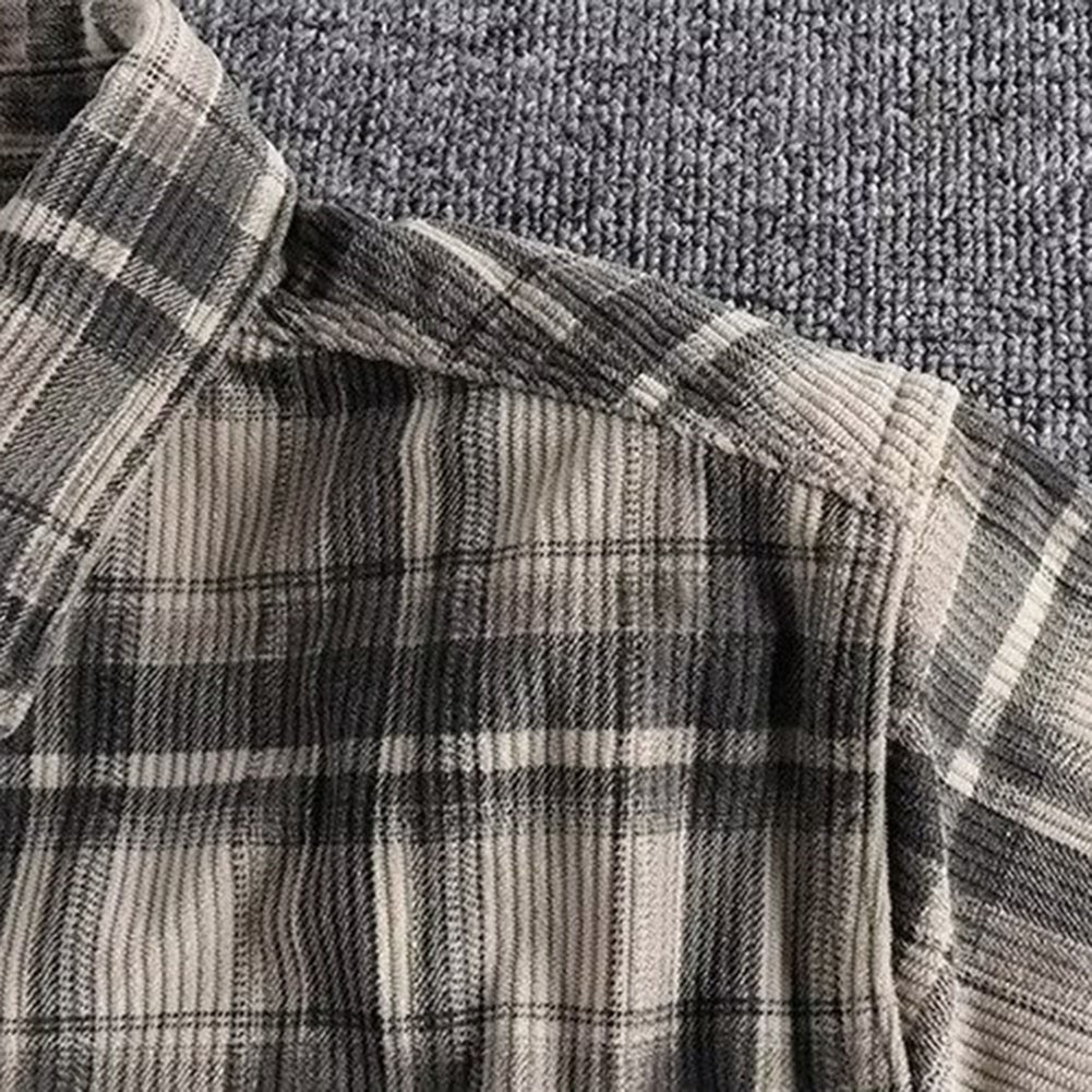 Men's Fashion Long Sleeve Plaid Shirt Casual Corduroy Coat Stylish All match - Picture 22 of 24