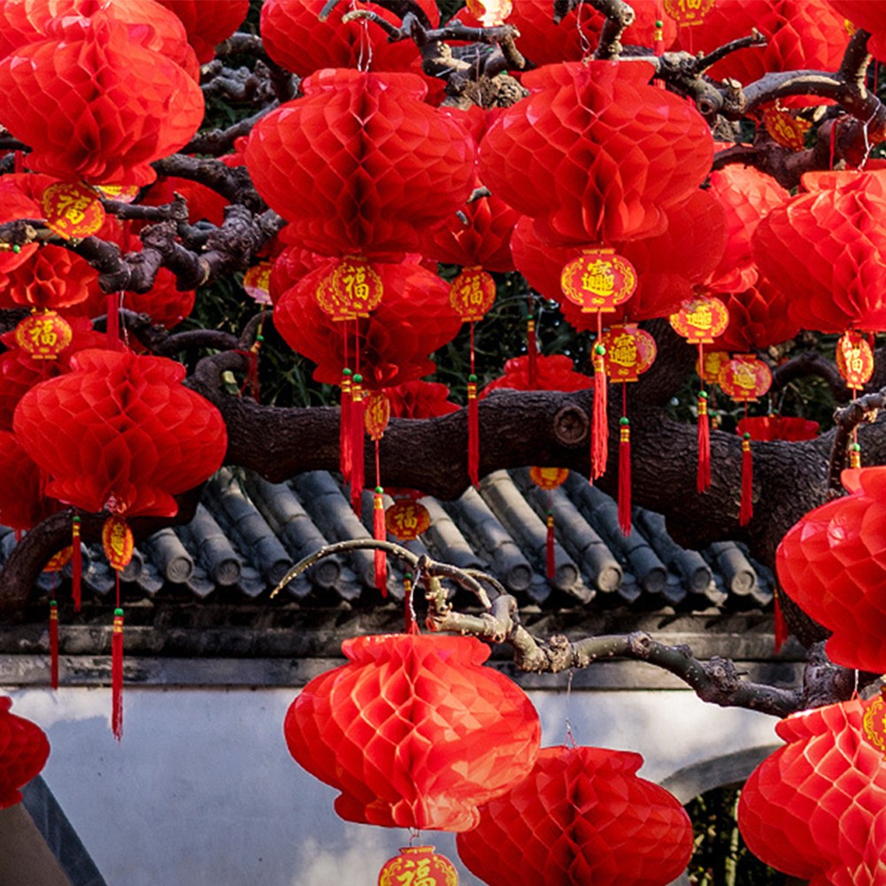 10-pack Chinese New Year Good Luck Red Paper Lanterns Foldable And Waterproof - Picture 48 of 49
