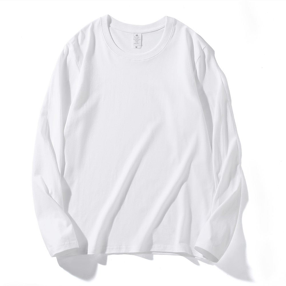 Sophisticated Men's Round Collar Solid Color Long sleeved Cotton Tee Shirt - Picture 14 of 48