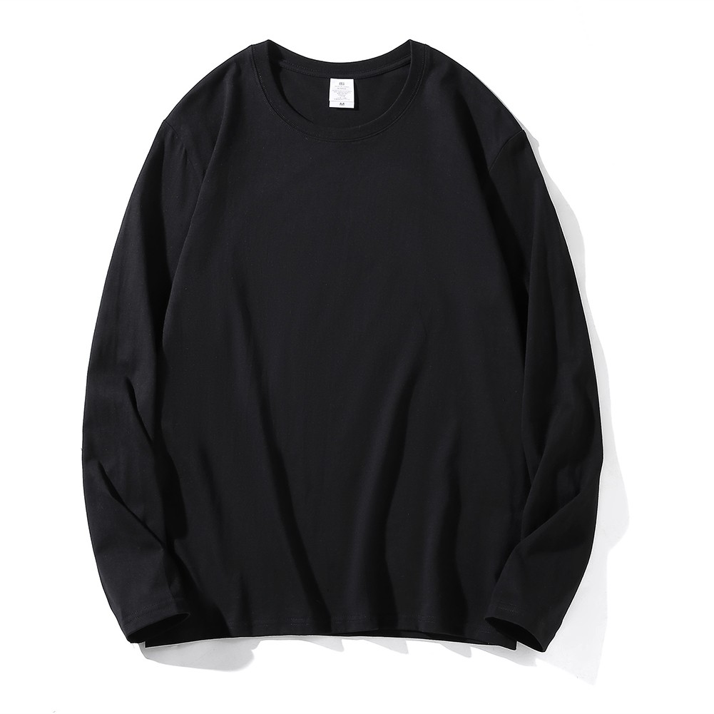 Sophisticated Men's Round Collar Solid Color Long sleeved Cotton Tee Shirt - Picture 13 of 48