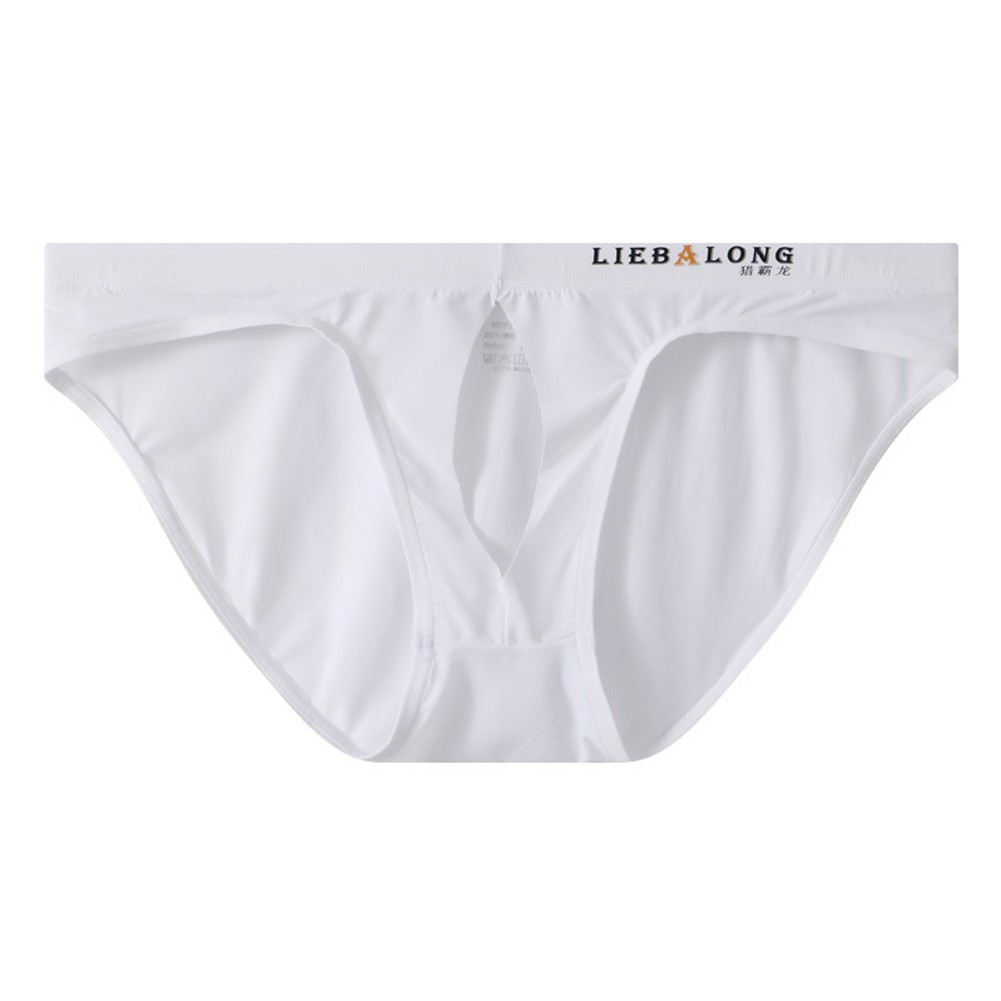 Sexy Mens Thong Underwear Ice Silk Tanga Bikini Briefs with Open Front Hole - Picture 11 of 19