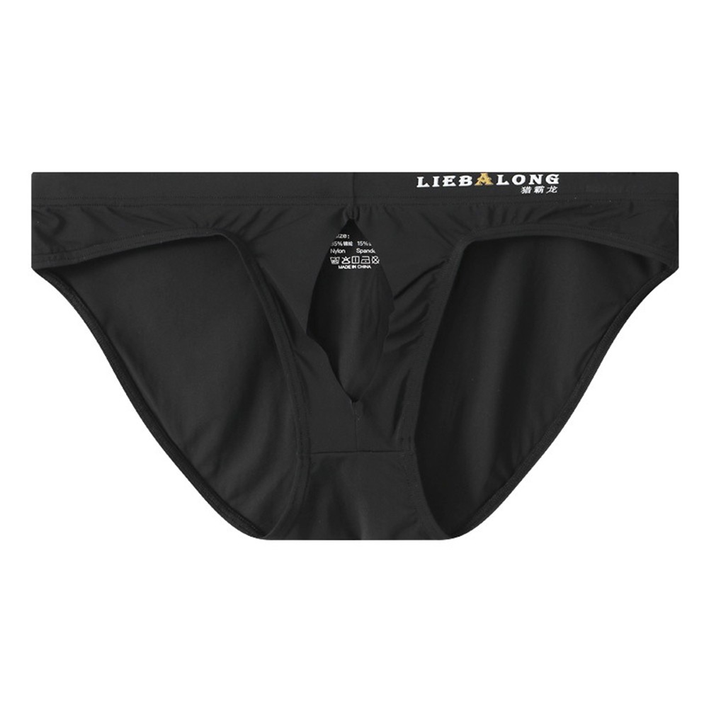 Sexy Mens Thong Underwear Ice Silk Tanga Bikini Briefs with Open Front Hole - Picture 10 of 19