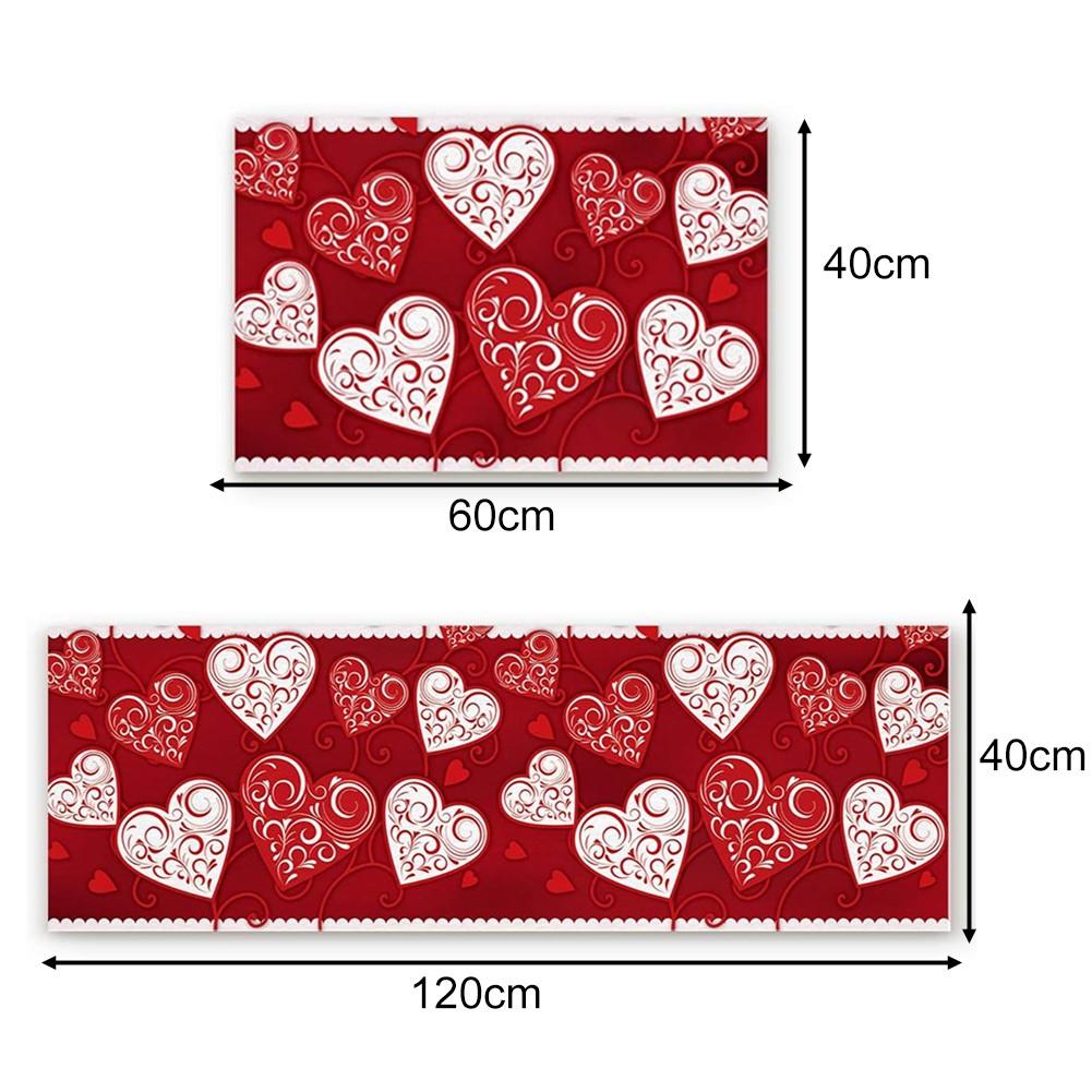 Love Heart Valentine's Day Kitchen Doormat Cozy and Stylish 17 x47 + 16 x24 - Picture 15 of 19