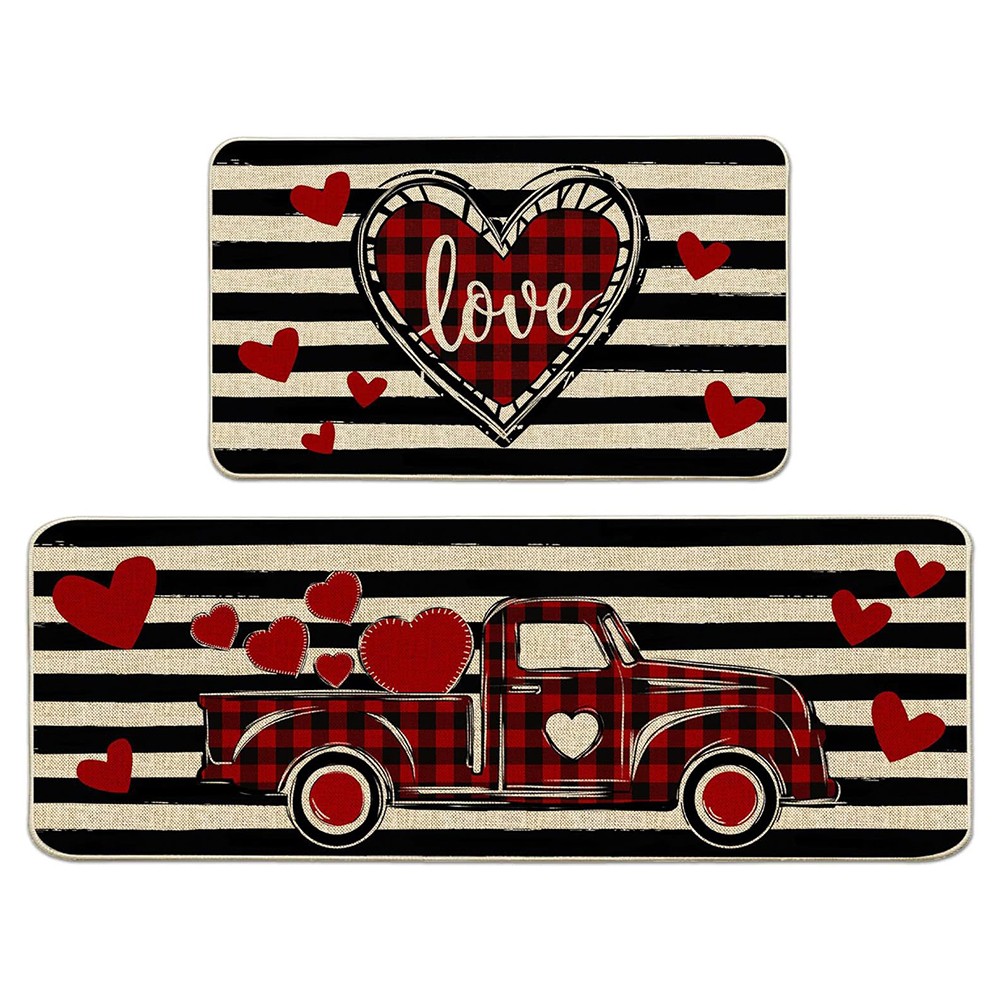 Love Heart Valentine's Day Kitchen Doormat Cozy and Stylish 17 x47 + 16 x24 - Picture 16 of 19