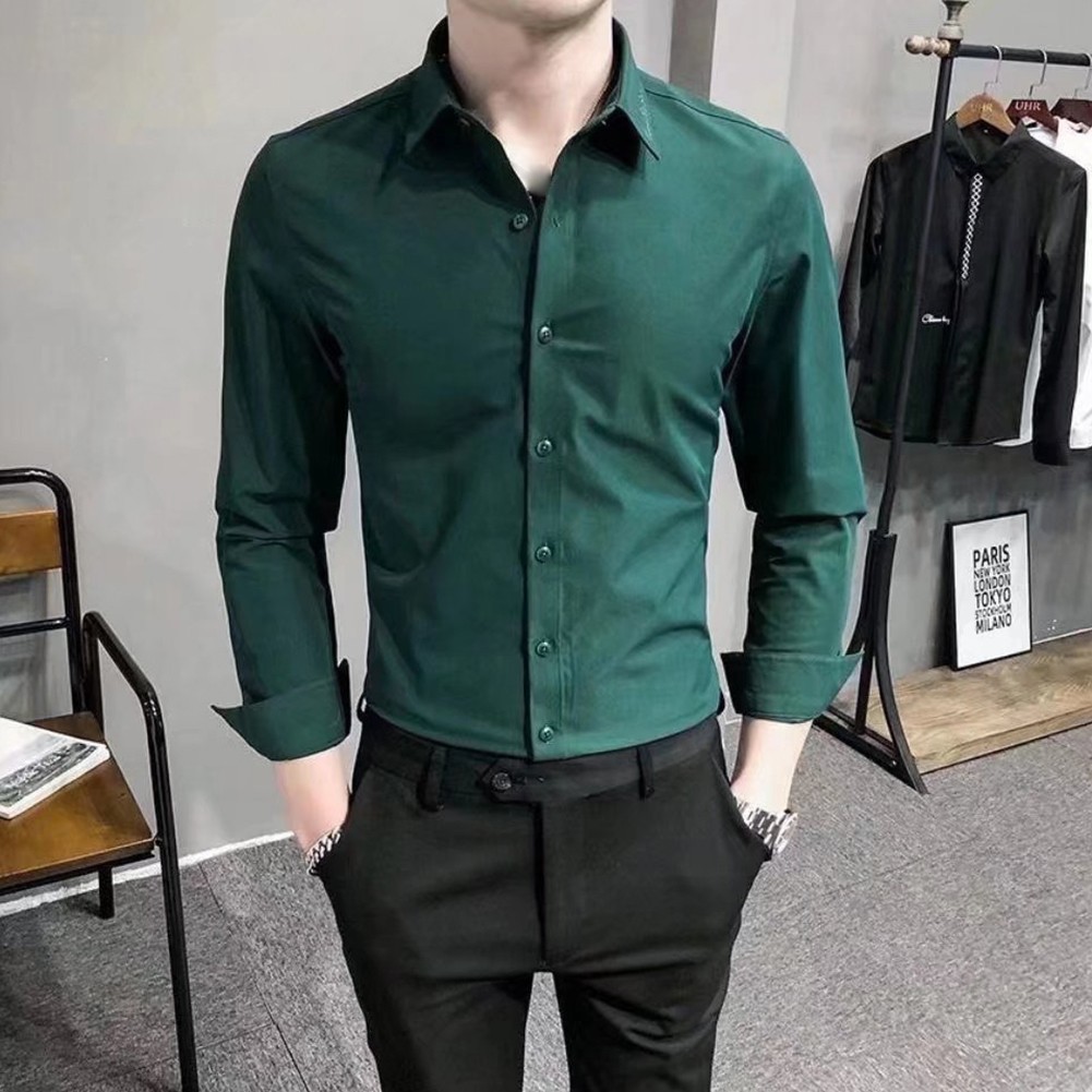 Stylish Slim Fit Dress Shirt for Men for Formal Business Gatherings - Picture 22 of 23