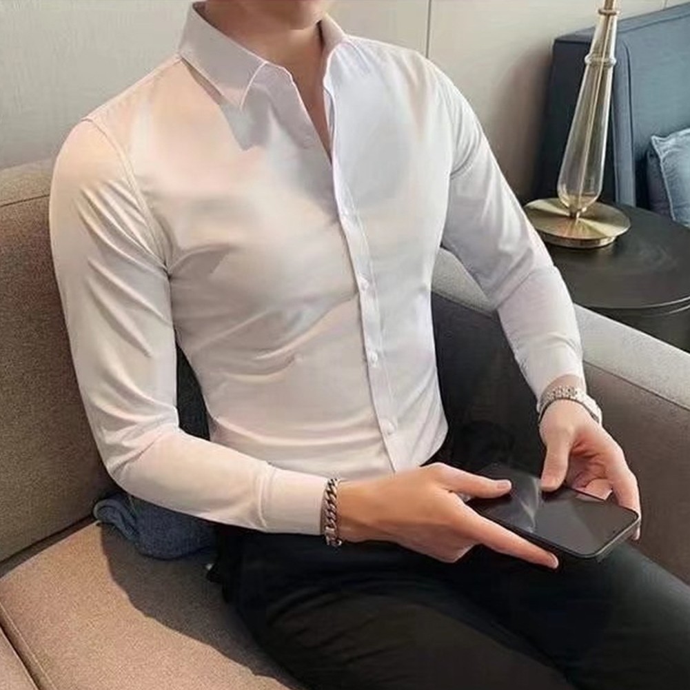 Stylish Slim Fit Dress Shirt for Men for Formal Business Gatherings - Picture 18 of 23