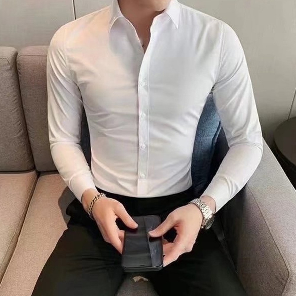Stylish Slim Fit Dress Shirt for Men for Formal Business Gatherings - Picture 17 of 23