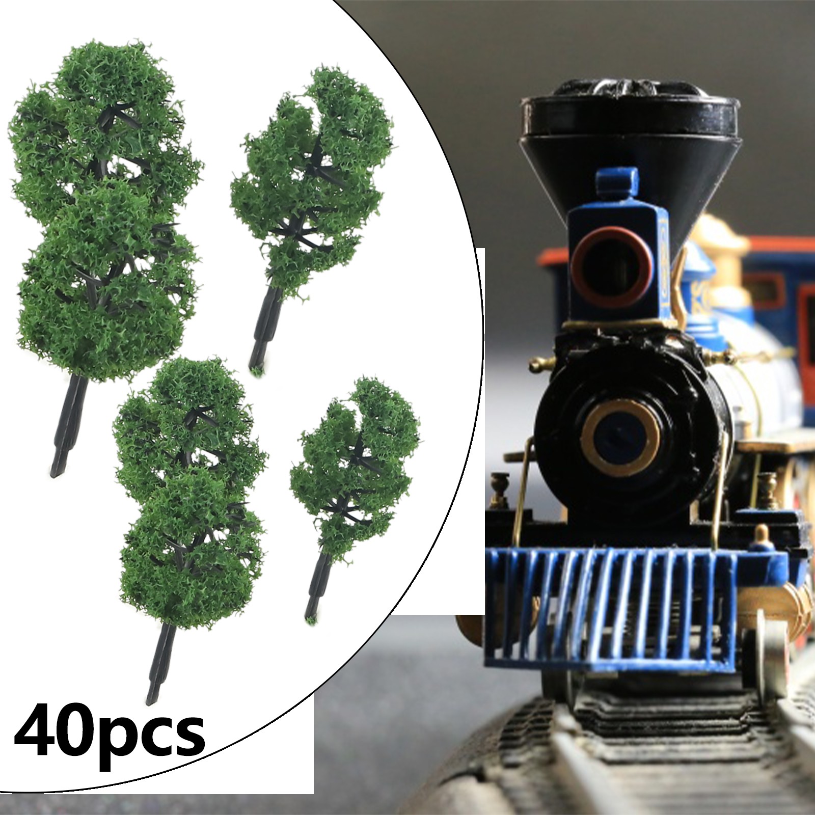 Model Train Trees Kit 40pcs Deep Green Trees for Model Train Layouts Roadway Scenery and Home ...