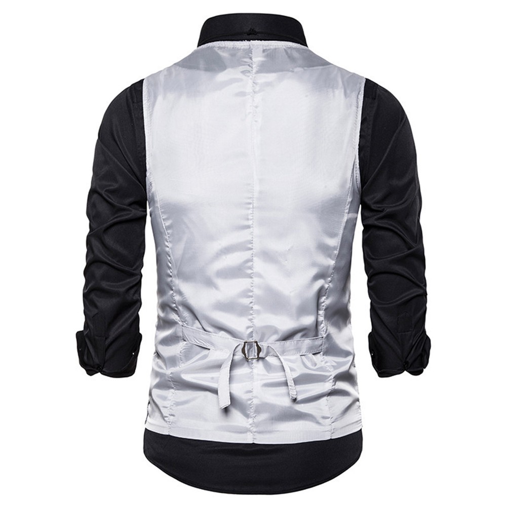 Classy V Neck Royal Blue Sequin Dress Vest for Men Slim Fit Glitter Waistcoat - Picture 9 of 13