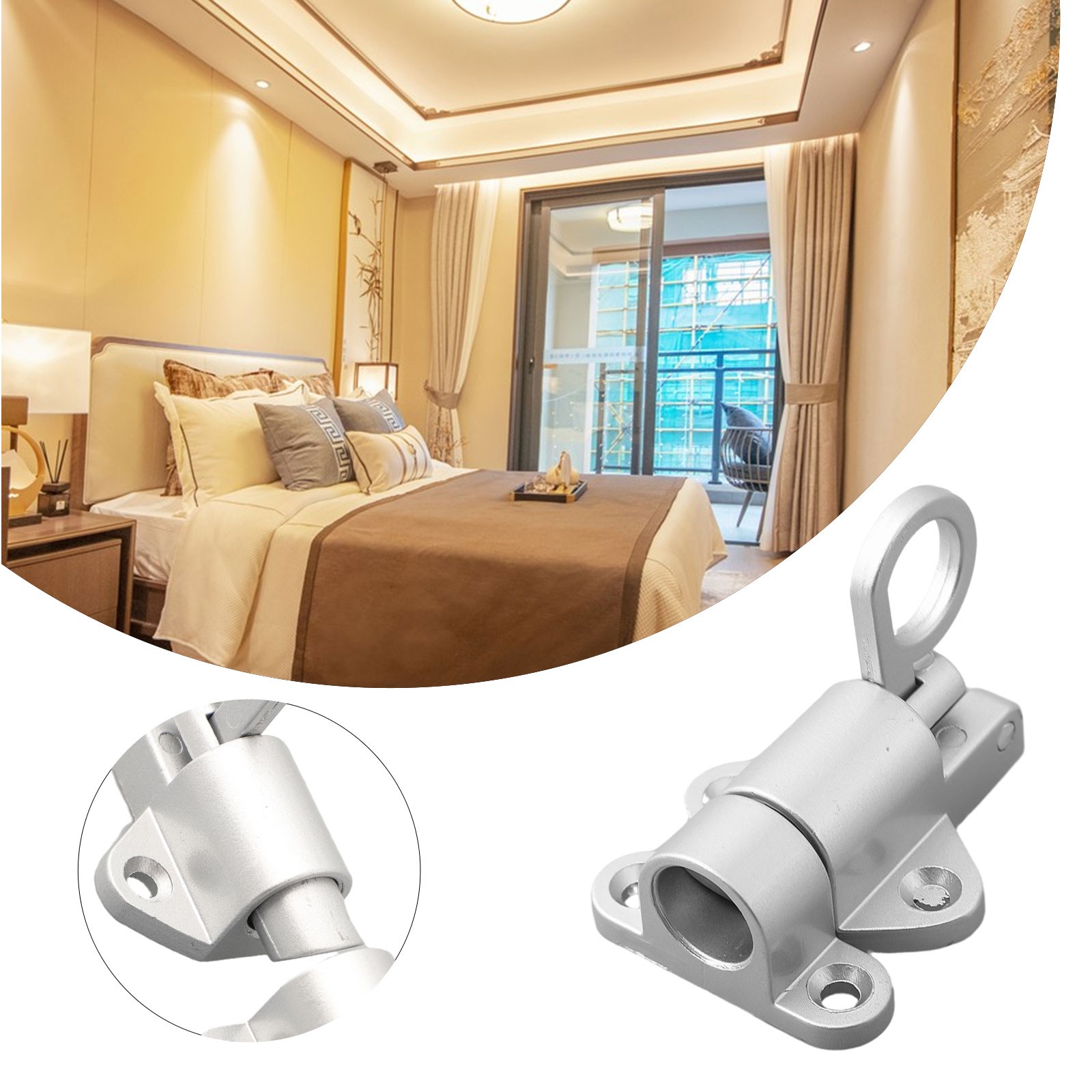 Stainless Steel Automatic Door Latch Lock With Spring - Secure Pull Ring For Gates, Sheds & Windows