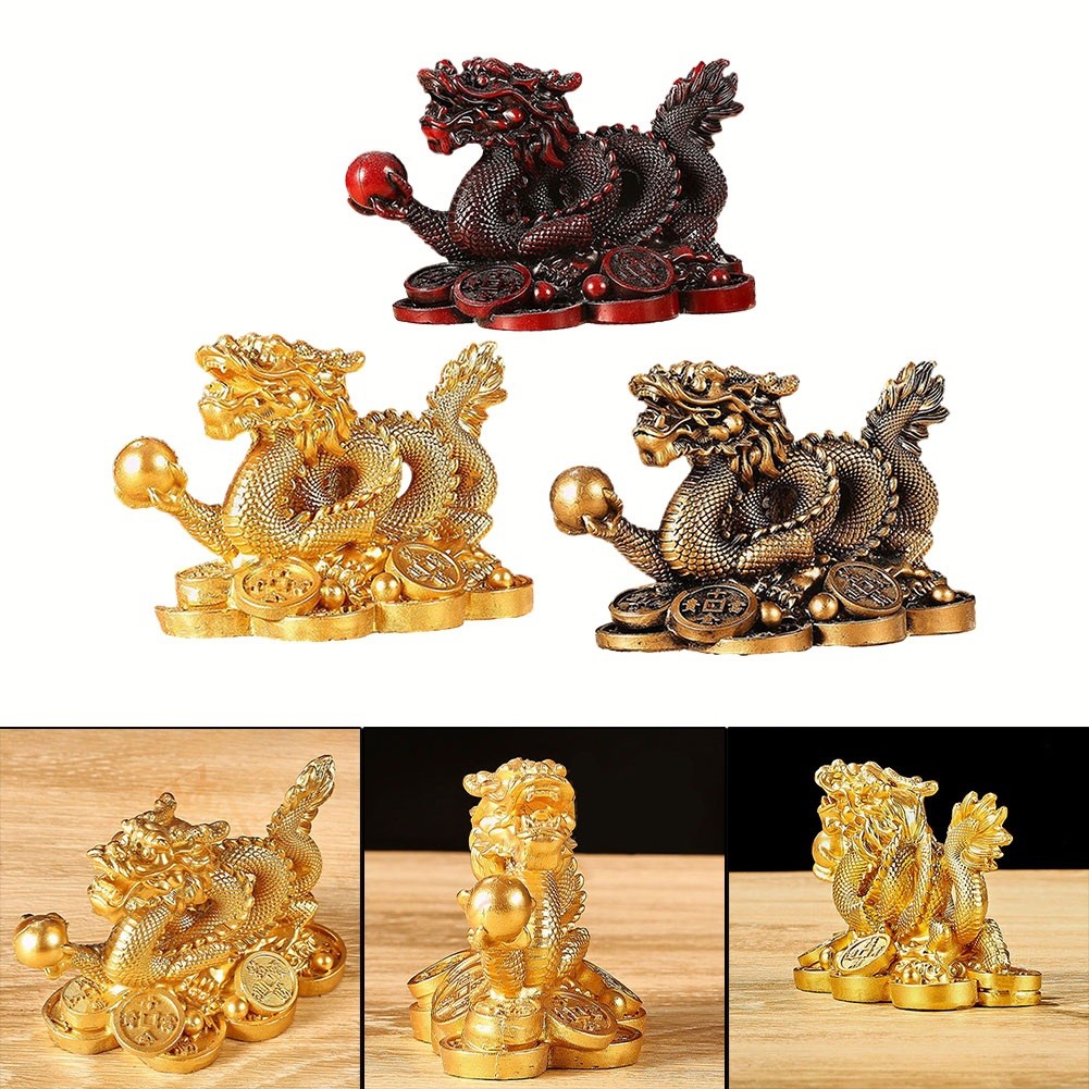 Positive Energy Symbolism Dragon Figurine Resin Sculpture Feng Shui Decor - Picture 37 of 37