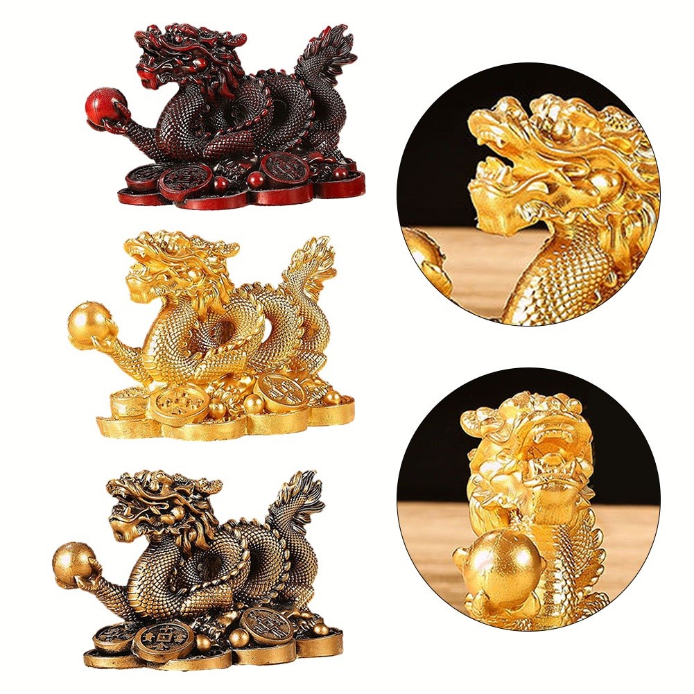 Positive Energy Symbolism Dragon Figurine Resin Sculpture Feng Shui Decor - Picture 36 of 37