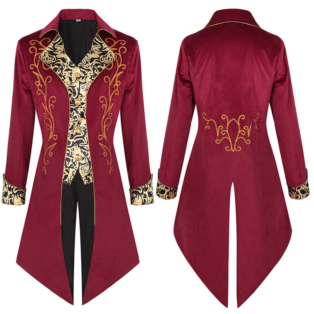 Steampunk Gothic Victorian Tailcoat for Men Renaissance Costume Medieval Coat - Picture 29 of 38