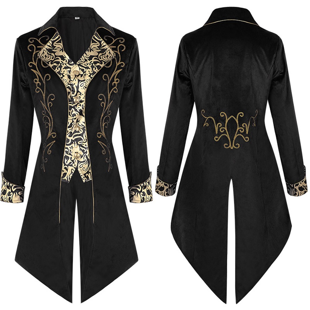 Steampunk Gothic Victorian Tailcoat for Men Renaissance Costume Medieval Coat - Picture 38 of 38