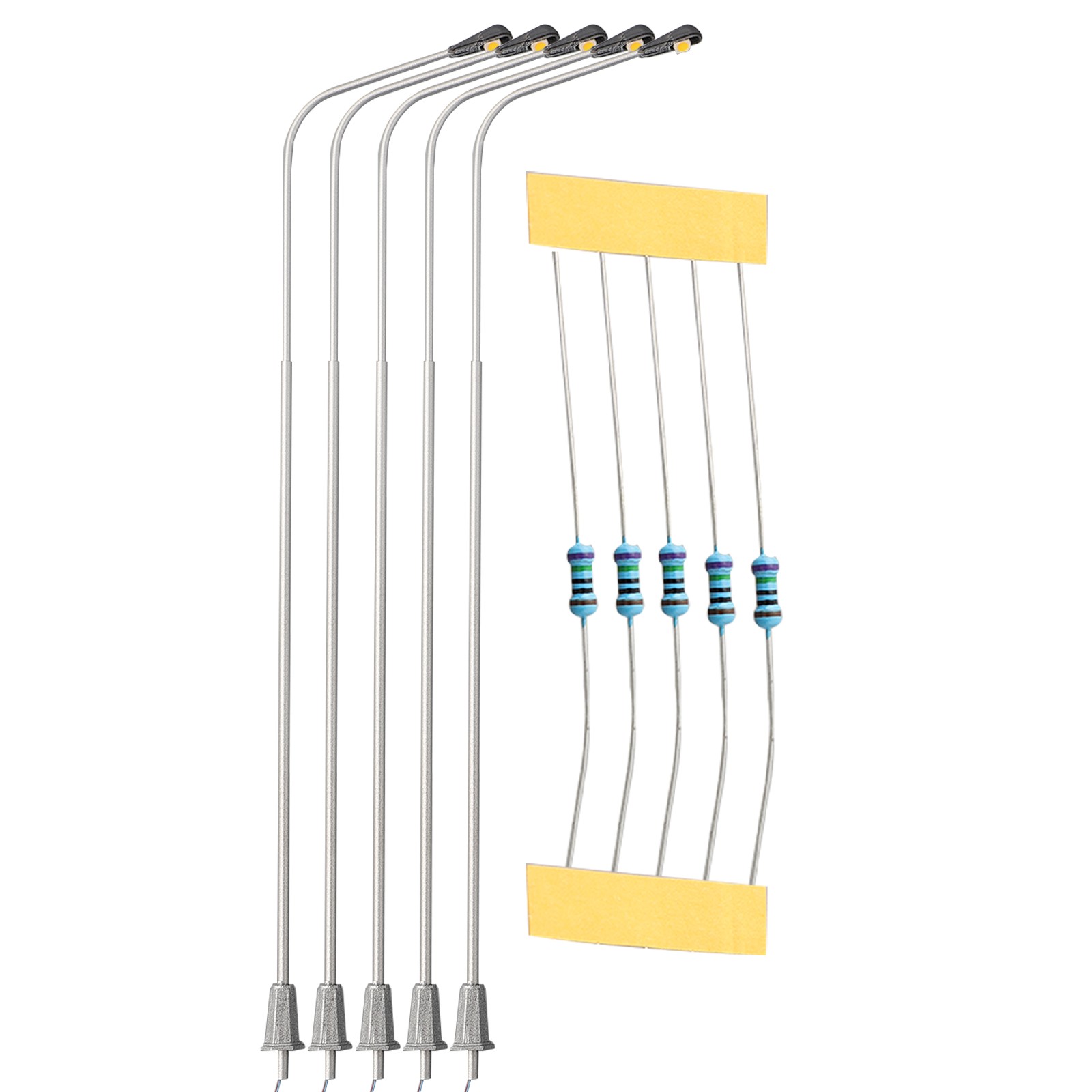 Lot De 20 Lampadaires Pour Modélisme Ferroviaire – Échelle 1:87 (H0) – LED Blanc Chaud 3V Avec Résistances 12-16V – Accessoire Diorama