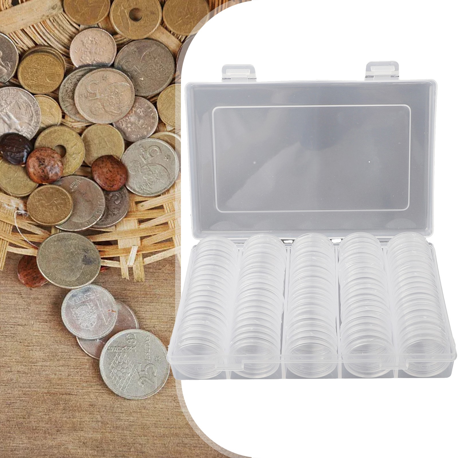 100 Stck. 27 mm Klar Kunststoff Rund Etui Mnze Aufbewahrung Kapseln Halter  Run | eBay.de
