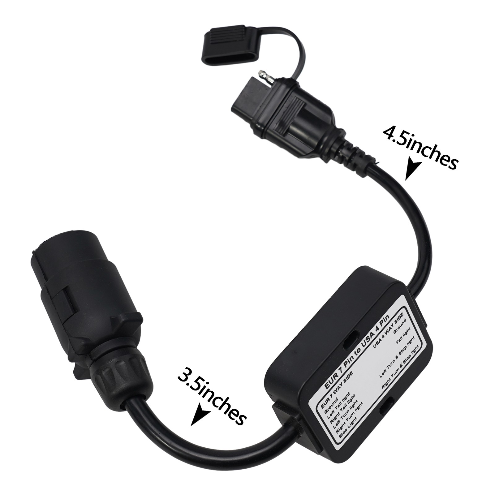 CARROFIX USA To European Trailer Light Converter 4-Way Flat To 7-Way Round Plug