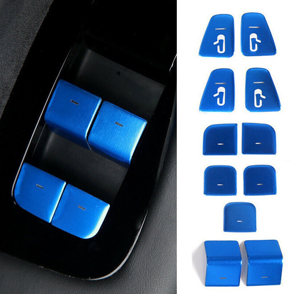 Protect Keys with Blue Car Door Lift Button Switch Sticker Trim Decals