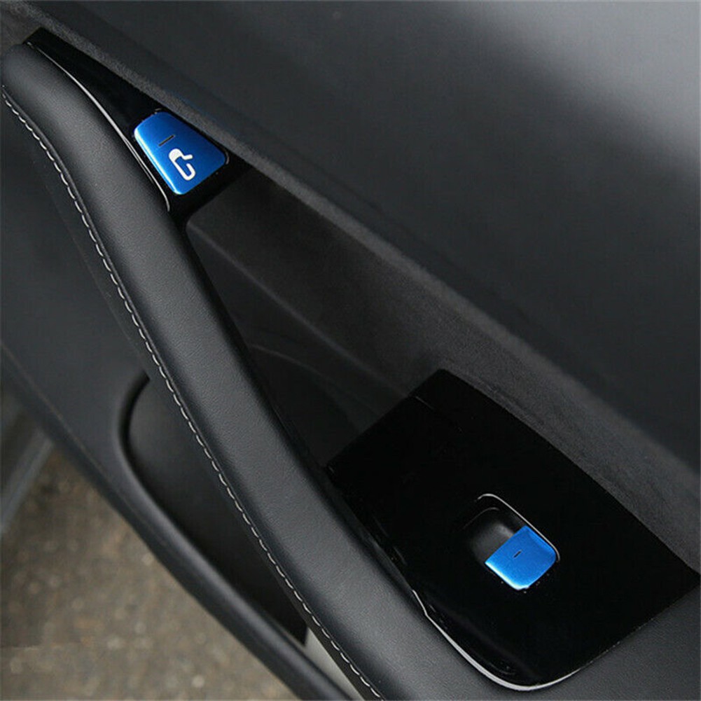 Protect Keys with Blue Car Door Lift Button Switch Sticker Trim Decals