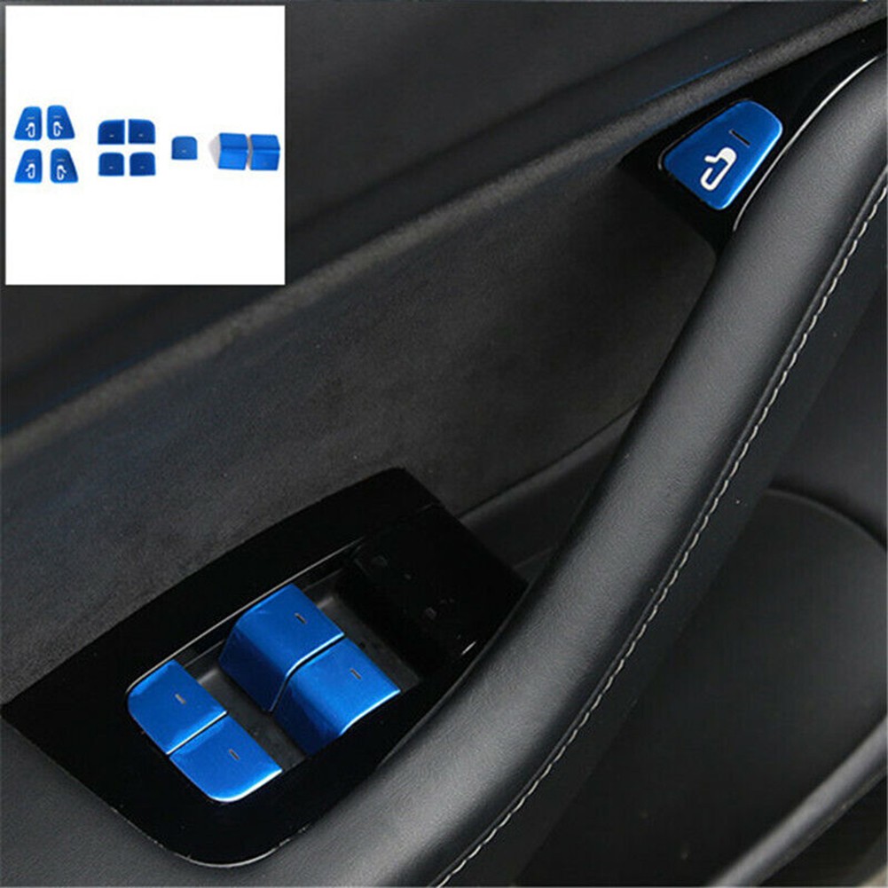 Protect Keys with Blue Car Door Lift Button Switch Sticker Trim Decals