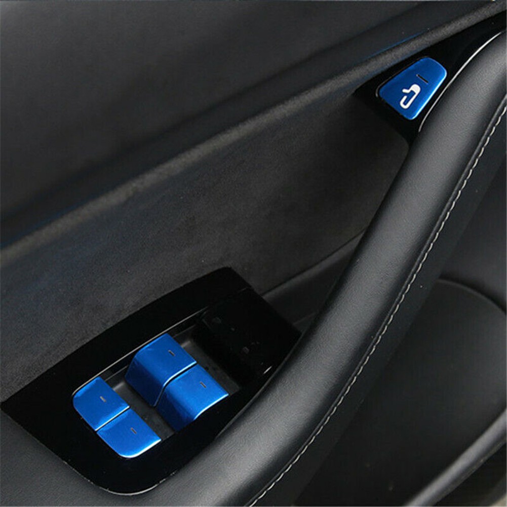 Protect Keys with Blue Car Door Lift Button Switch Sticker Trim Decals