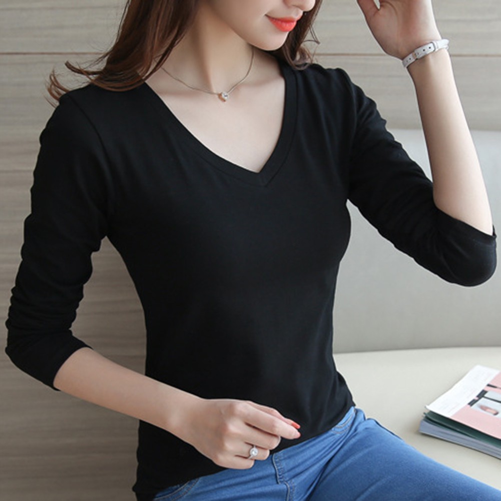 Stilvoll Einkaufen T-Shirt Zur Seite Fahren Damen Langarm Schlank Sexy - Picture 25 of 32