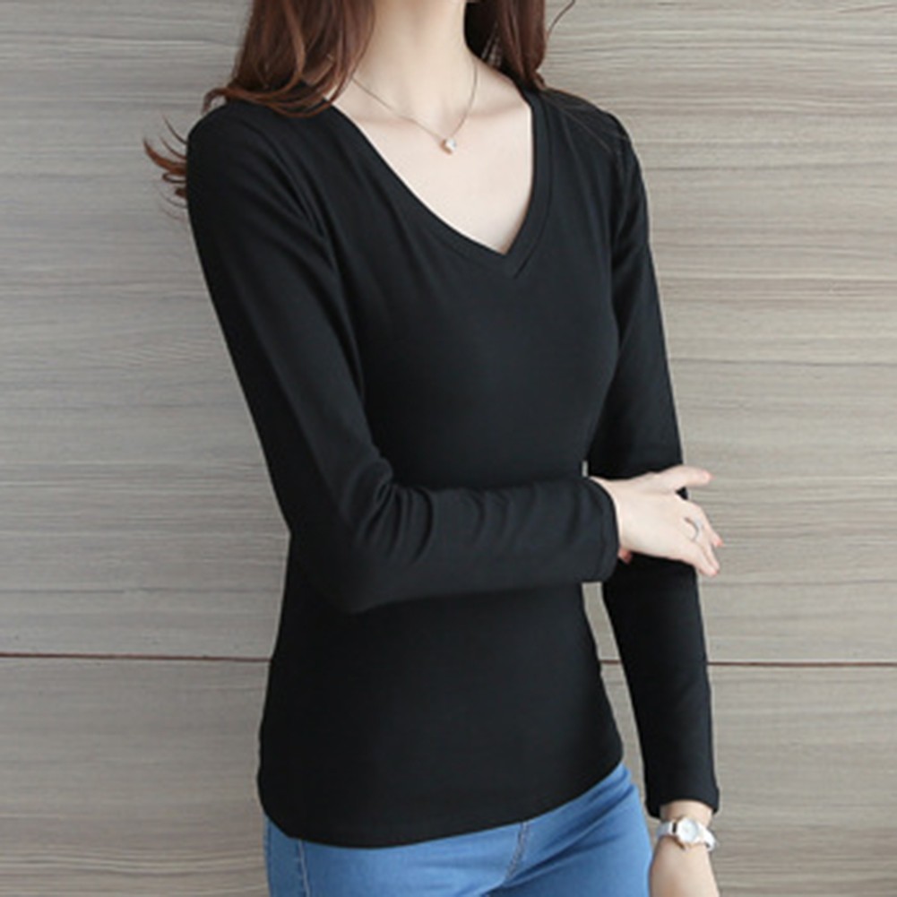 Stilvoll Einkaufen T-Shirt Zur Seite Fahren Damen Langarm Schlank Sexy - Picture 22 of 32