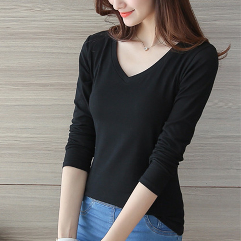 Stilvoll Einkaufen T-Shirt Zur Seite Fahren Damen Langarm Schlank Sexy - Picture 19 of 32
