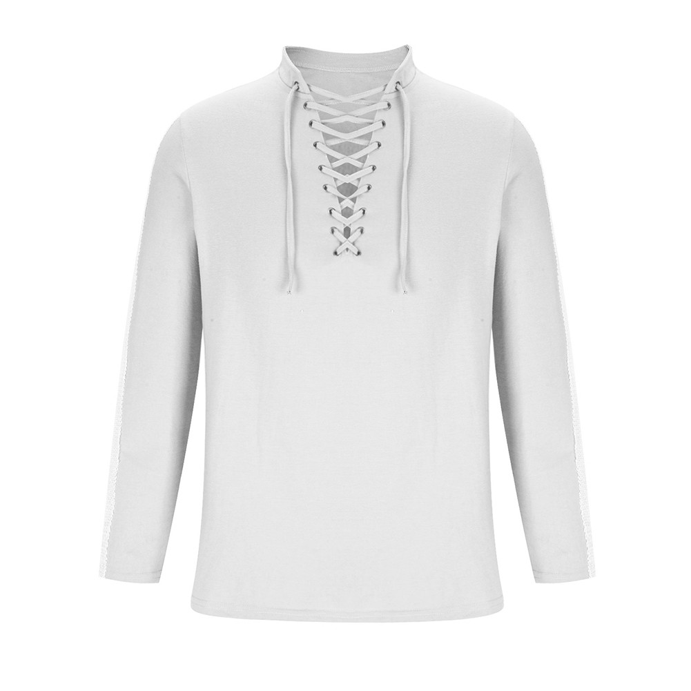 Haut vêtement automne lacets manches longues polyester musclé vendre coupe slim été