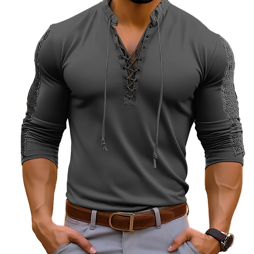 Haut vêtement automne lacets manches longues polyester officiel musclé coupe slim été