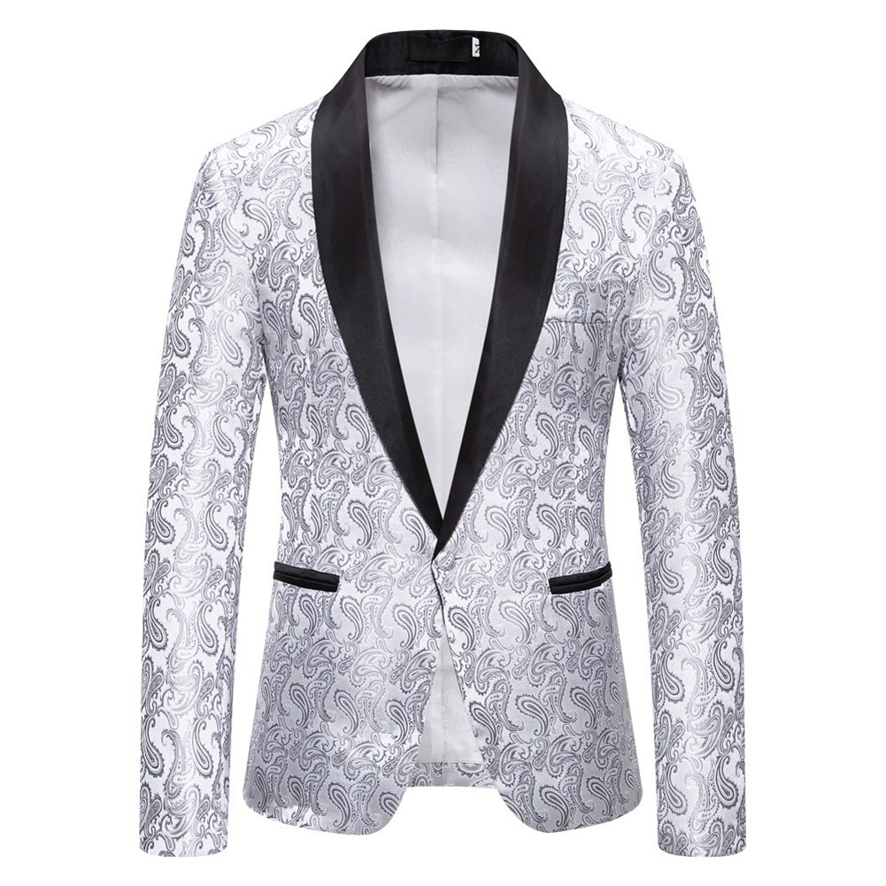 Stoff Blazer Jacquard Kausal Kontrastfarbe Kragen Luxusdesign Männer Party - Bild 34 von 39