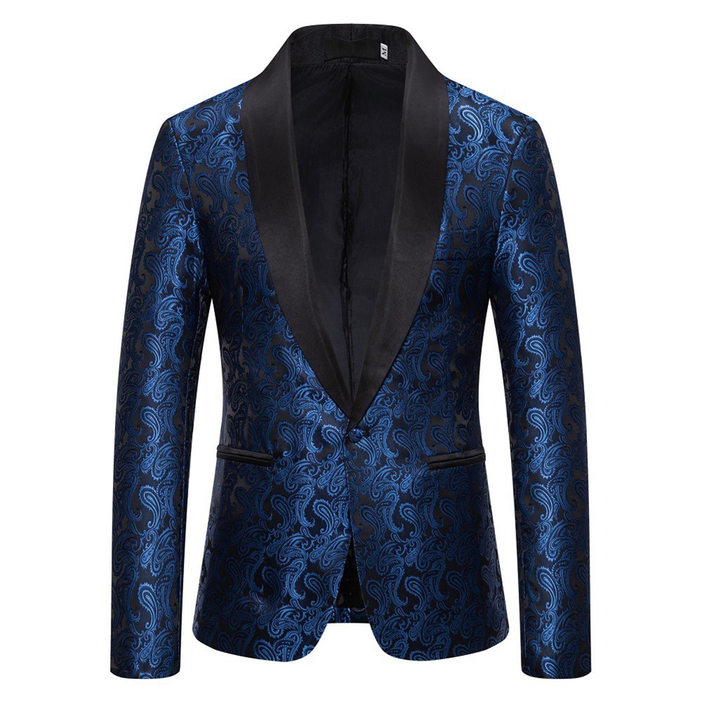 Stoff Blazer Jacquard Kausal Kontrastfarbe Kragen Luxusdesign Männer Party - Bild 13 von 39