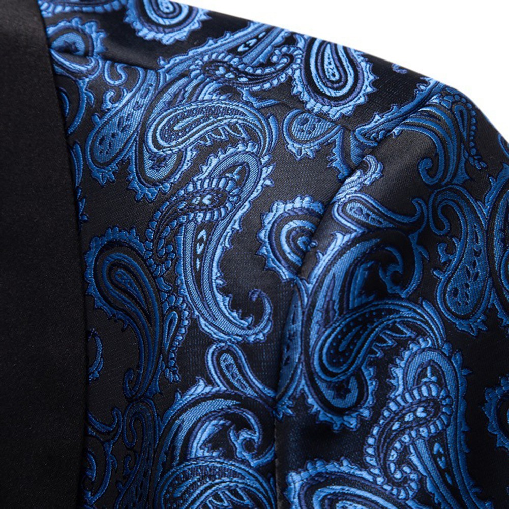 Stoff Blazer Jacquard Kausal Kontrastfarbe Kragen Luxusdesign Männer Party - Bild 19 von 39