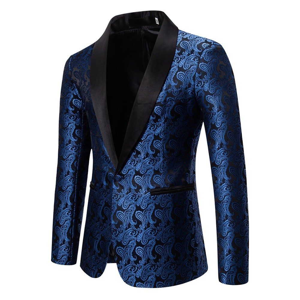 Stoff Blazer Jacquard Kausal Kontrastfarbe Kragen Luxusdesign Männer Party - Bild 17 von 39