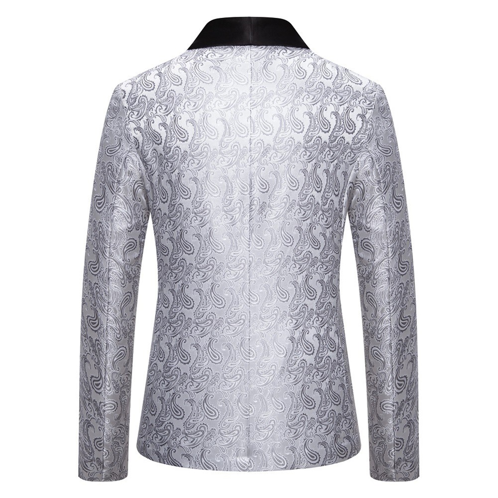 Stoff Blazer Jacquard Kausal Kontrastfarbe Kragen Luxusdesign Männer Party - Bild 36 von 39