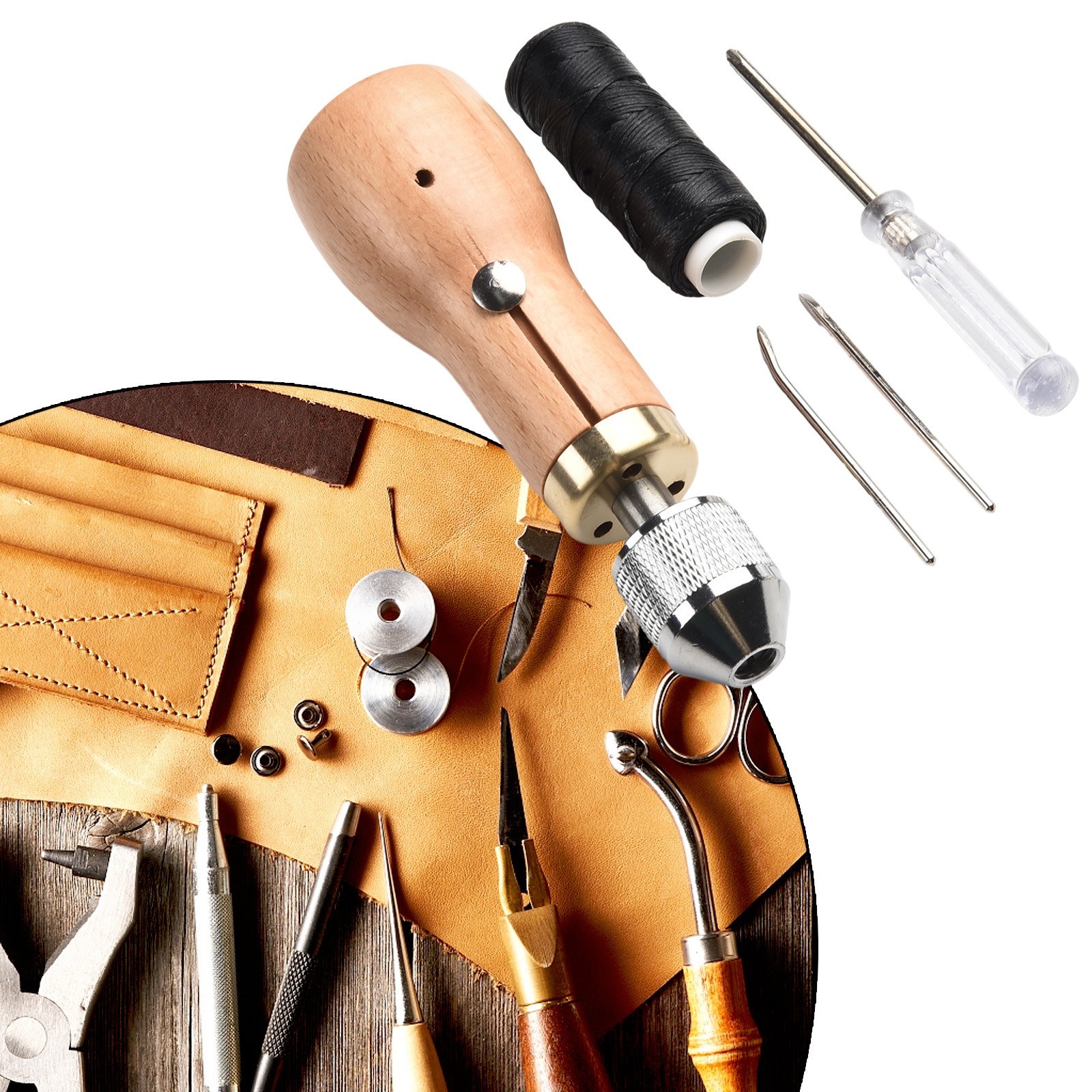 Handstitcher Lederhandwerksvorräte Ledernähwerkzeugset Komplett-Set Notiz - Picture 25 of 37