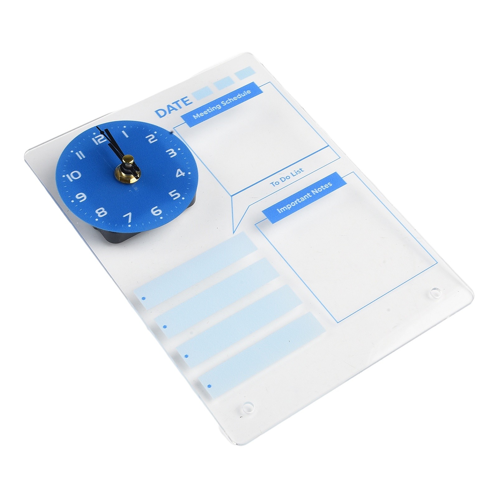 Stylish Acrylic Wall Clock Calendar with Vertical Memo Board for Daily Planning