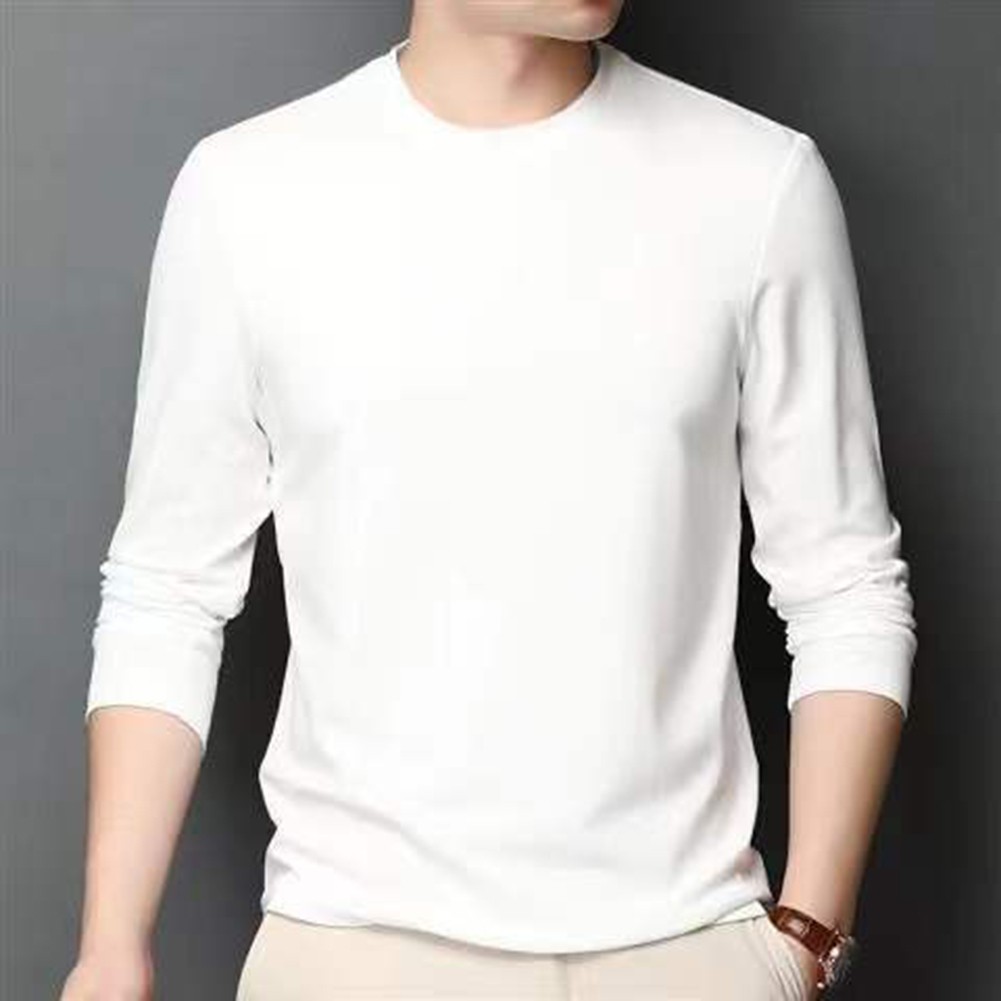 Fashion Men Solid V Neck Tee Long Sleeve Thin Slim Casual Pullover White O - Picture 13 of 19