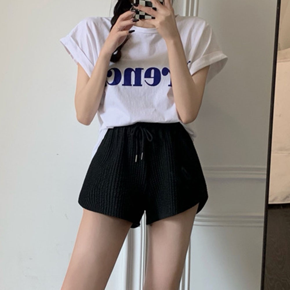 Women Shorts Drawstring Shorts Stripped Gym Fitness Women Female High Waist - Picture 30 of 45