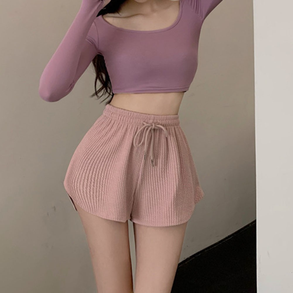Women Shorts Drawstring Shorts Stripped Gym Fitness Women Female High Waist - Picture 17 of 45