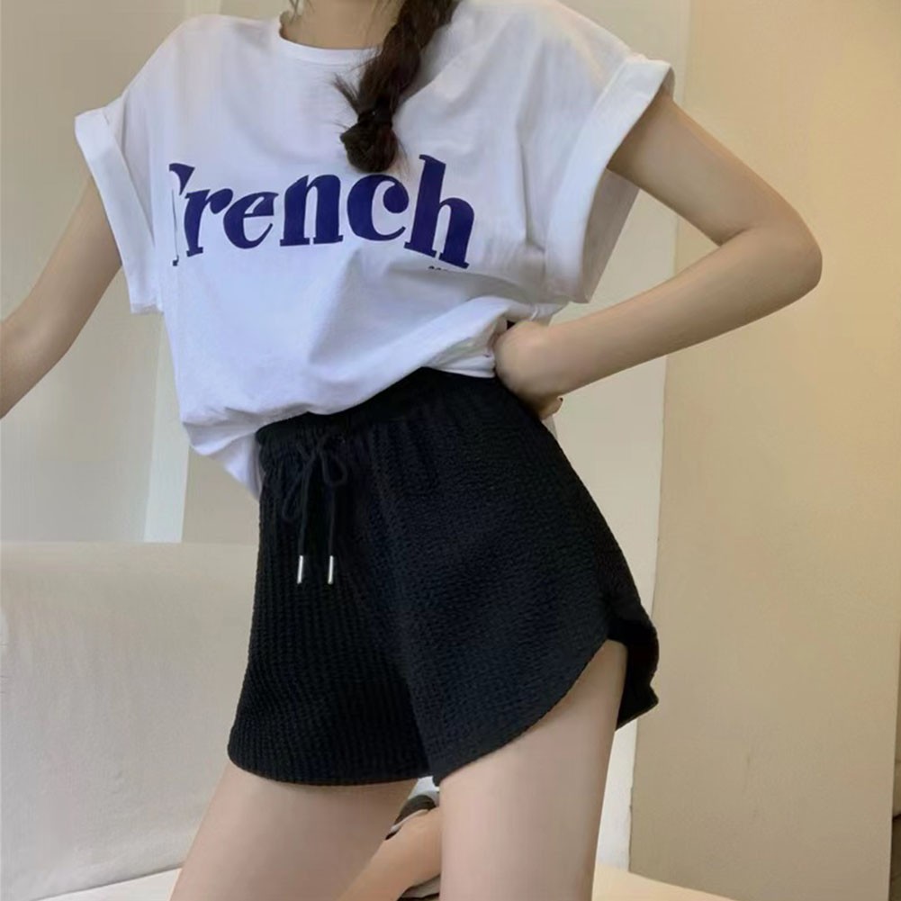 Women Shorts Drawstring Shorts Stripped Gym Fitness Women Female High Waist - Picture 32 of 45