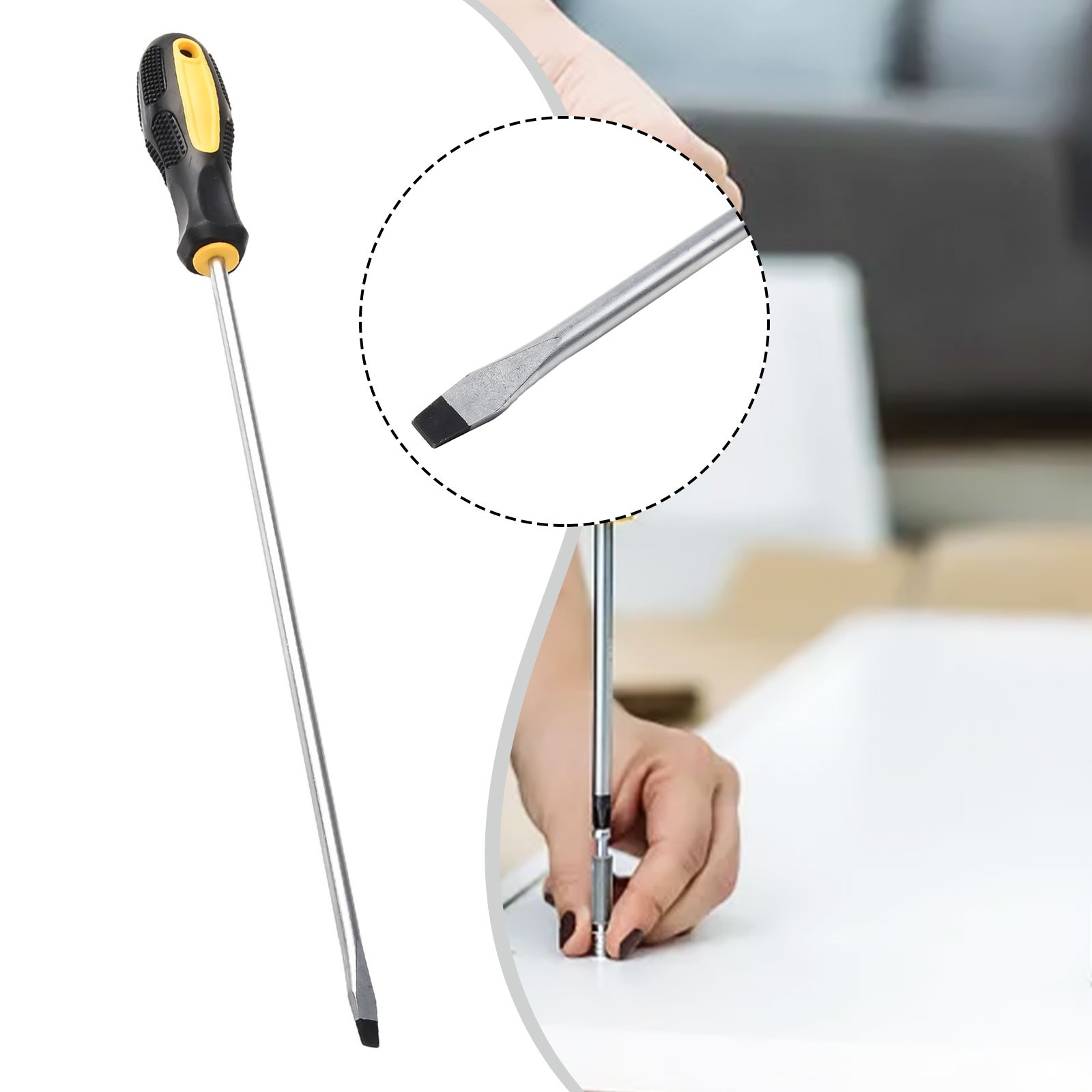 Cacciavite a slot lungo 12 pollici con punta magnetica per varie applicazioni - Foto 18 di 38