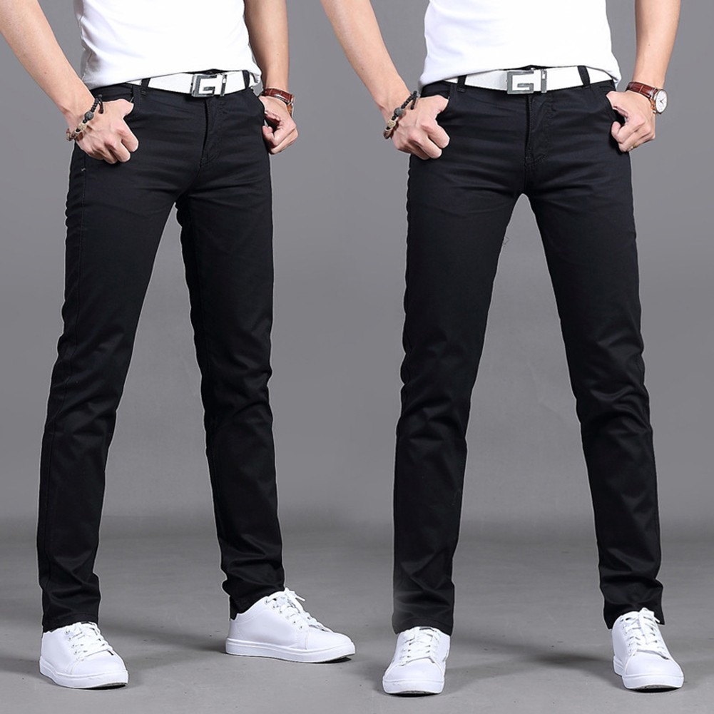 Stylish Men's Midrise Solid Straight Trousers Casual Slim Fit Chinos in Khaki - Picture 35 of 74