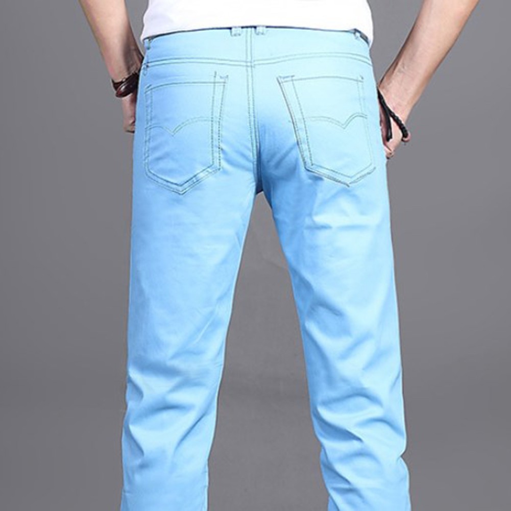 Stylish Men's Midrise Solid Straight Trousers Casual Slim Fit Chinos in Khaki - Picture 74 of 74