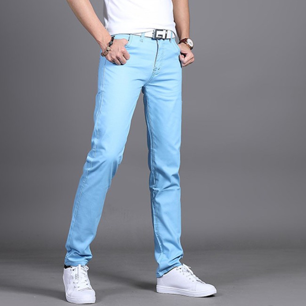 Stylish Men's Midrise Solid Straight Trousers Casual Slim Fit Chinos in Khaki - Picture 69 of 74