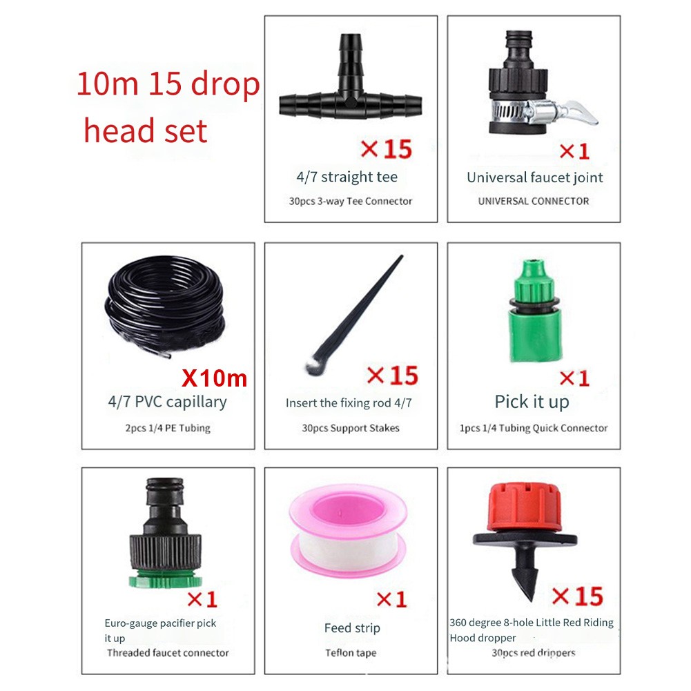 Precise Watering with 360 Degree Red Dripper Garden Drip Irrigation System