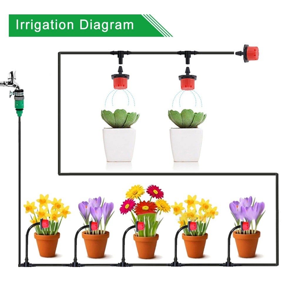 Precise Watering with 360 Degree Red Dripper Garden Drip Irrigation System