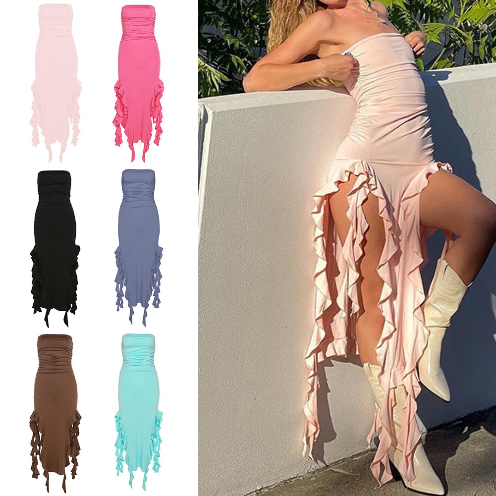 Woman Clothes Dress Daily Beach Holiday Dress Brand New Elegant Ruffles - Picture 20 of 31
