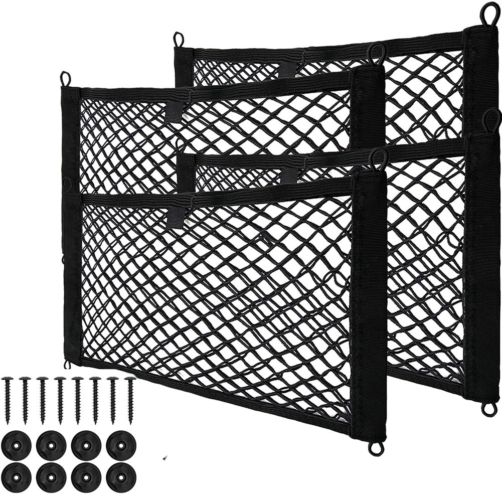 Filet De Rangement Pour Coffre De Voiture - Lot De 2, Dimensions 35x20 Cm - Maille Fine élastique, Pour Organiser Et Fixer Les Affaires