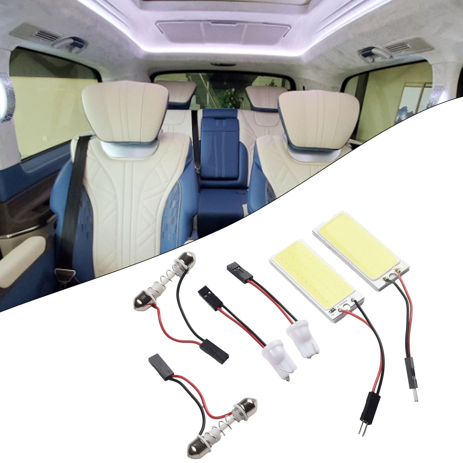 Car Panel Lamp COB LED Panels Interior LED Light Bulbs Map Set With Adapters - Picture 8 of 12